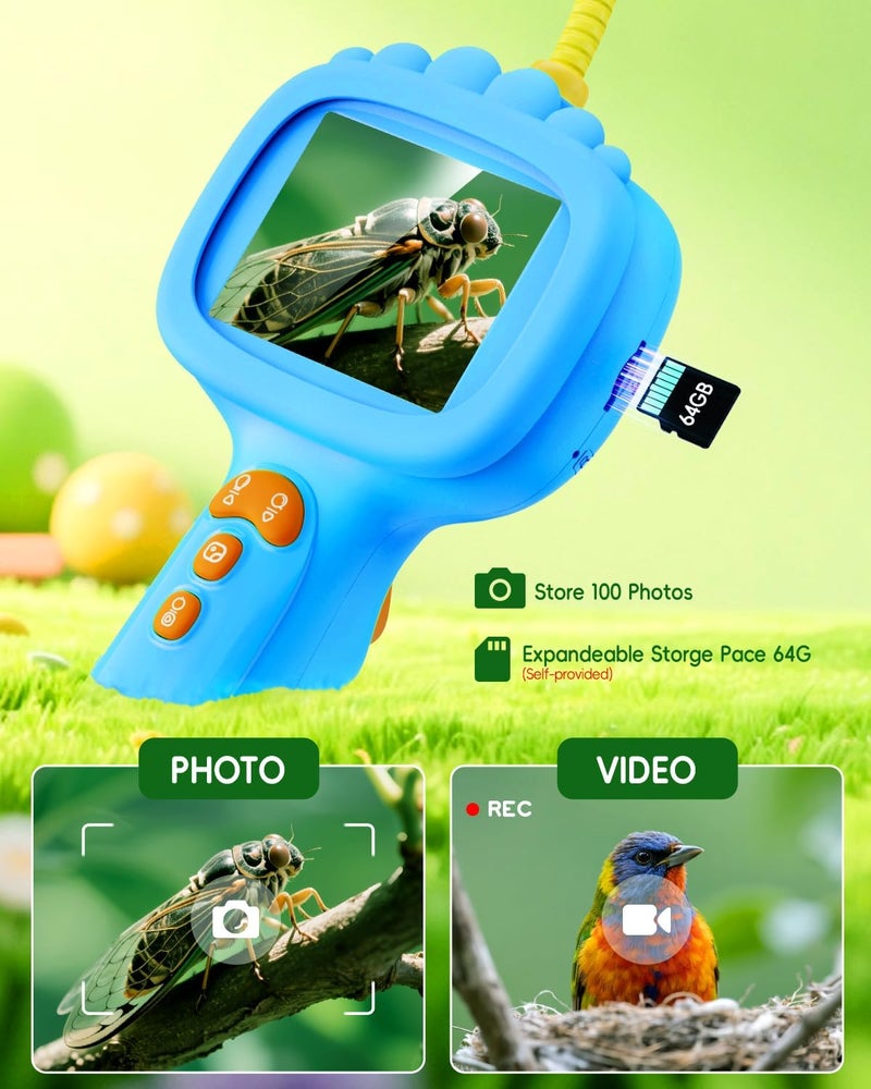 Ashfly Borescope Snake Camera with Light for Kids, Outdoor Educational STEM Toys, Science Gifts for 5 Year Old Boy, Camping Nature Activities, Best Birthday Gift for Boys, Girls Ages 4,5,6,7,8,9,10(Blue) - Image 2